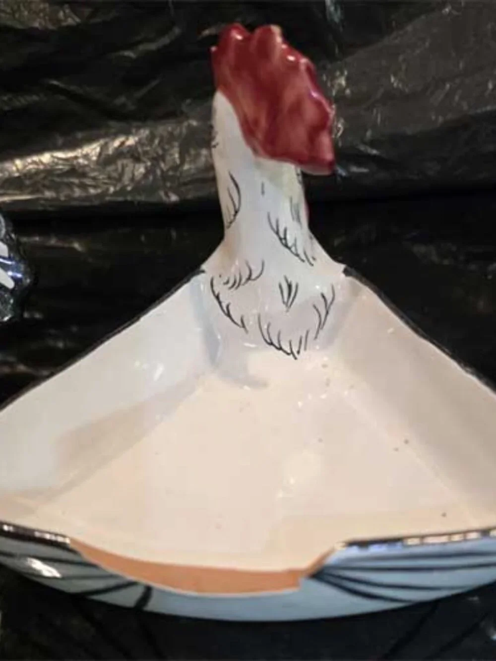 Vintage MCM Crudite Nut Relish Dish Set of 7+ Italian Pottery Rooster White